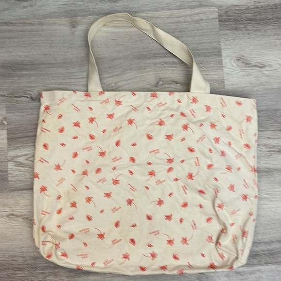 Birds n Bees Cream & Red Strawberry Patch Print Open Canvas Tote - Picture 3 of 8